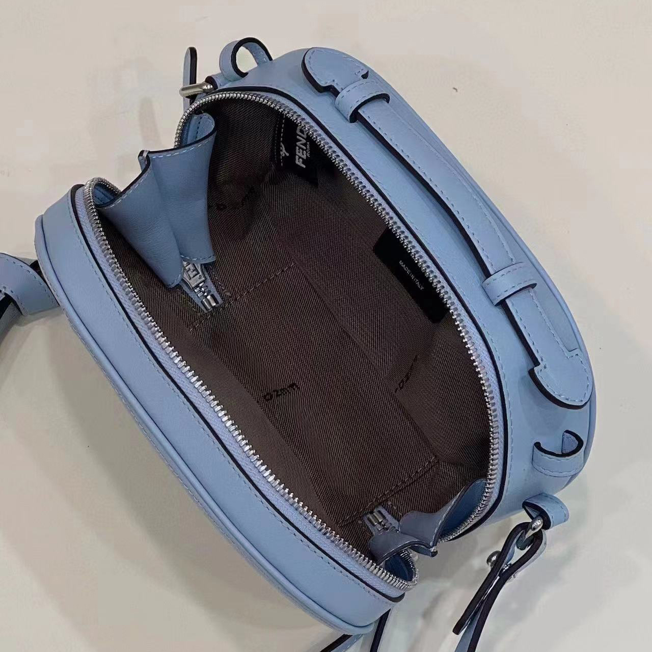 Fendi O’Lock Mini Camera Case Light Blue Leather Mini Bag(21-8-13CM) - EUR FASHION