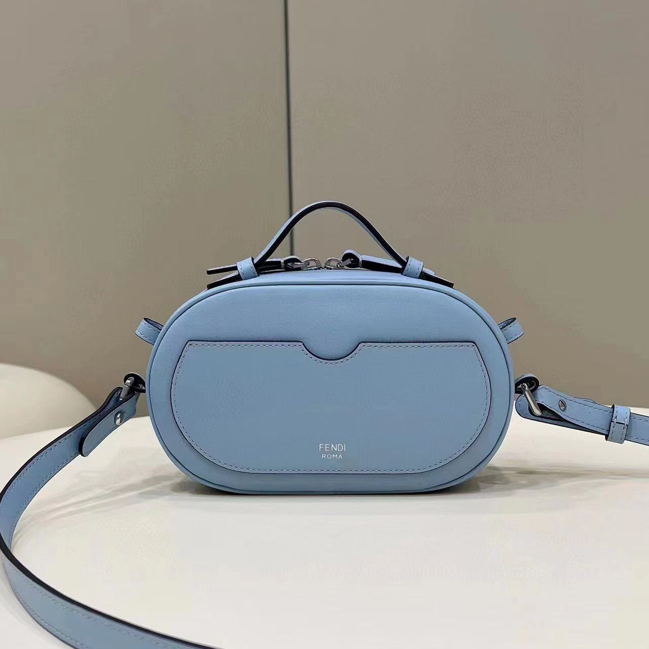 Fendi O’Lock Mini Camera Case Light Blue Leather Mini Bag(21-8-13CM) - EUR FASHION