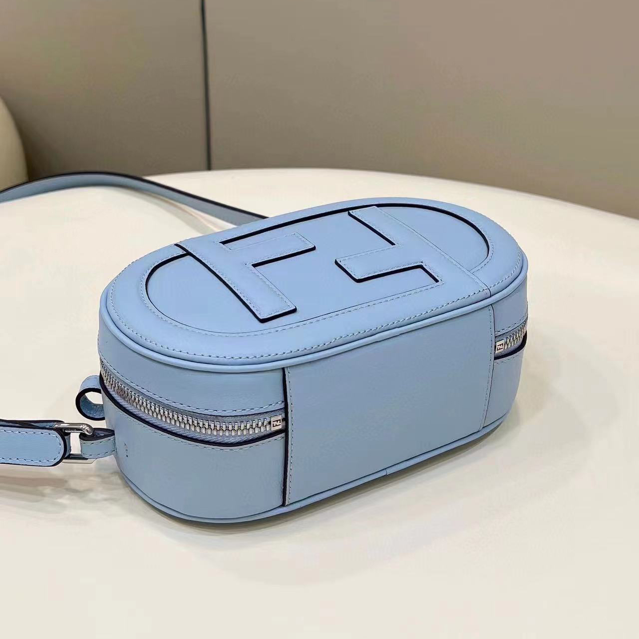 Fendi O’Lock Mini Camera Case Light Blue Leather Mini Bag(21-8-13CM) - EUR FASHION