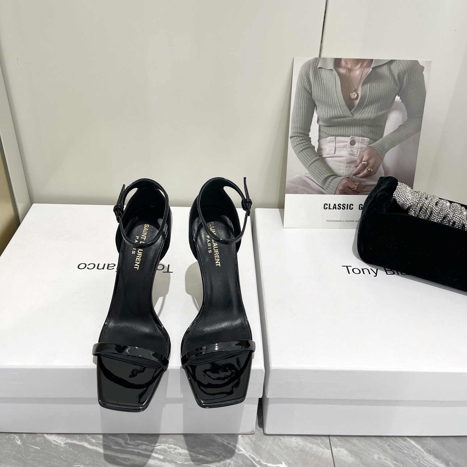 Saint Laurent Opyum Sandals In Patent Leather WIth Gold-Tone Heel— Heel Higth 90mm - EUR FASHION