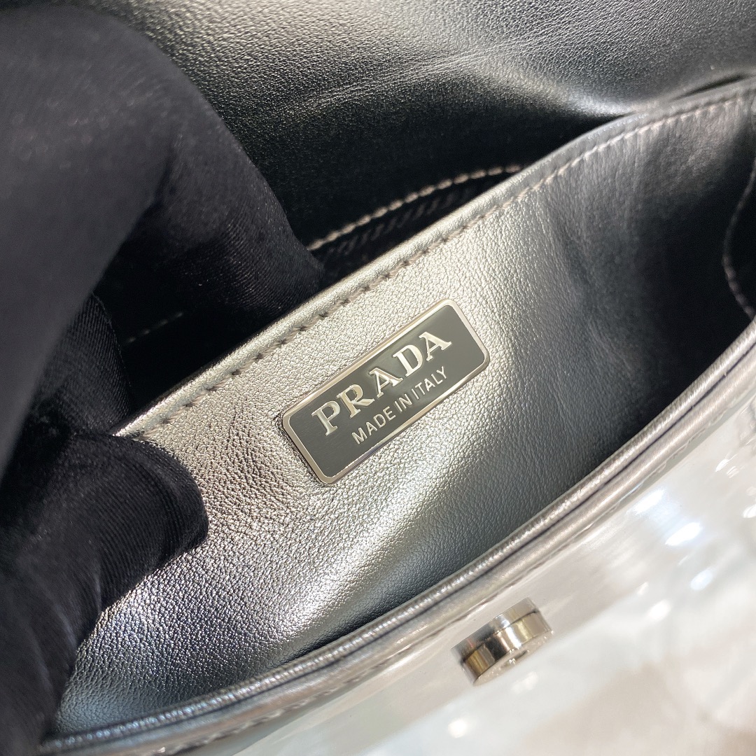 Prada Cleo Brushed Leather Shoulder Bag In Silver(24-19-6cm)   1BD303 - EUR FASHION