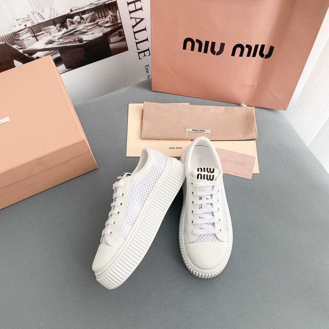 Miu Miu Mesh Flatform Sneakers - EUR FASHION