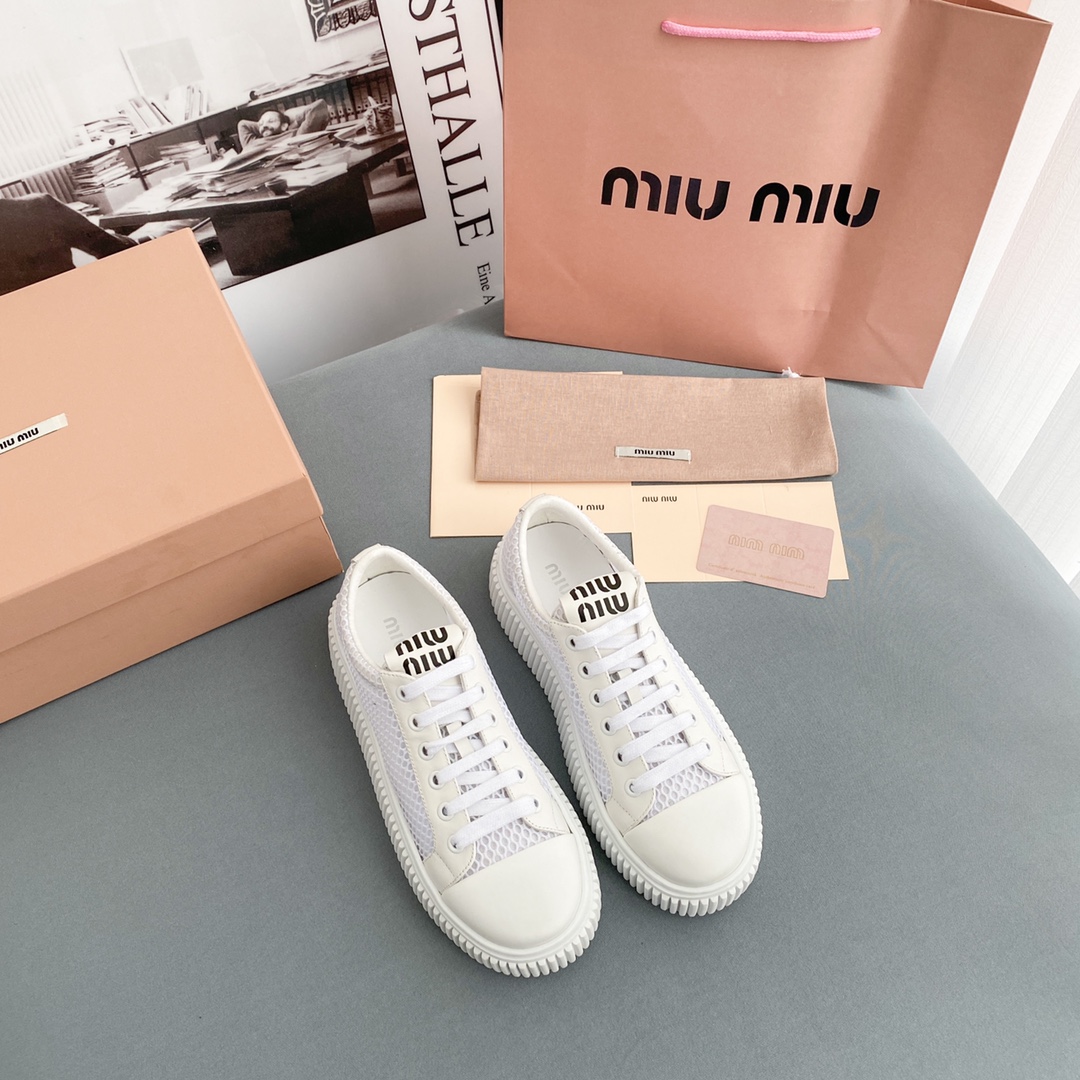 Miu Miu Mesh Flatform Sneakers - EUR FASHION