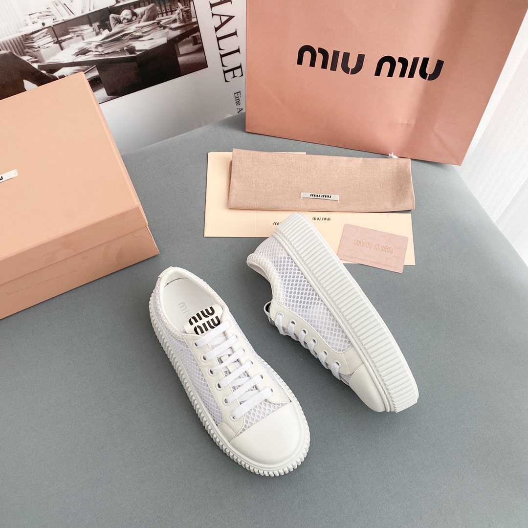 Miu Miu Mesh Flatform Sneakers - EUR FASHION