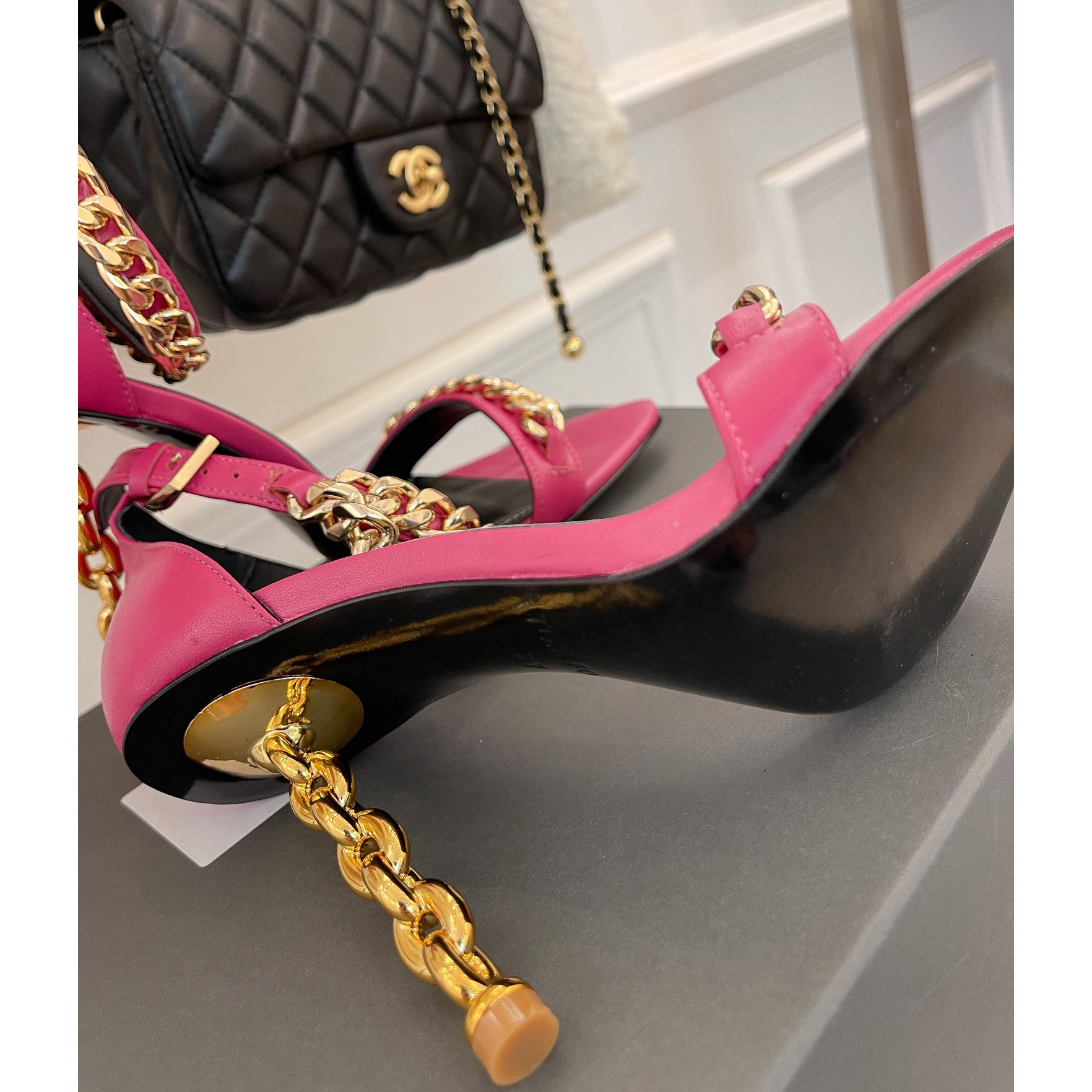 Tom Ford Chain-Trimmed Leather Sandals With Heel Height Of 10.5cm - EUR FASHION
