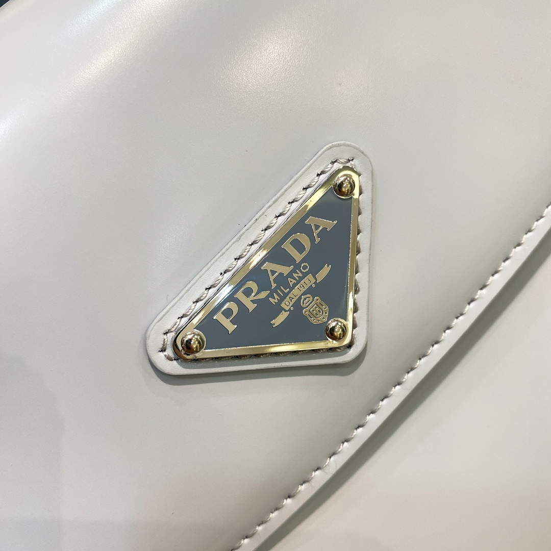 Prada Cleo Brushed Leather Shoulder Bag In Grey(24-19-6cm)   1BD303 - EUR FASHION