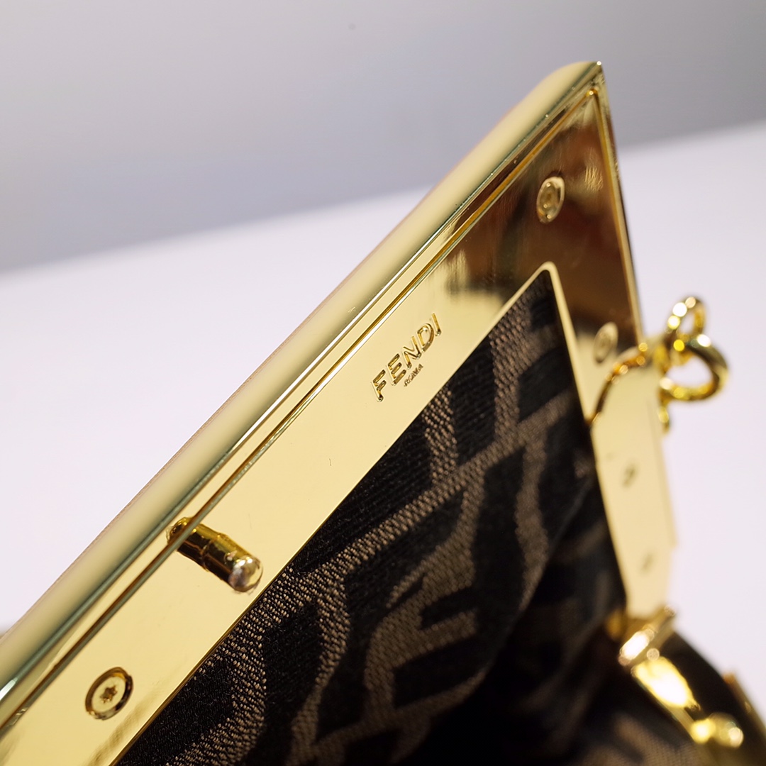 Fendi Gold-Coloured Leather And Sequinned Bag   (26-18-9.5cm)   8BP129  - EUR FASHION