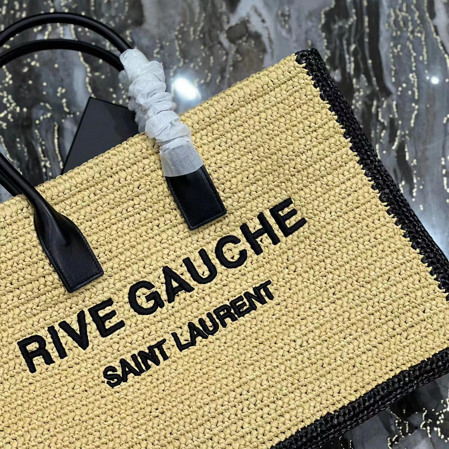 Saint Laurent Rive Gauche Tote Bag In Raffia And Leather(48-36-16cm) - EUR FASHION