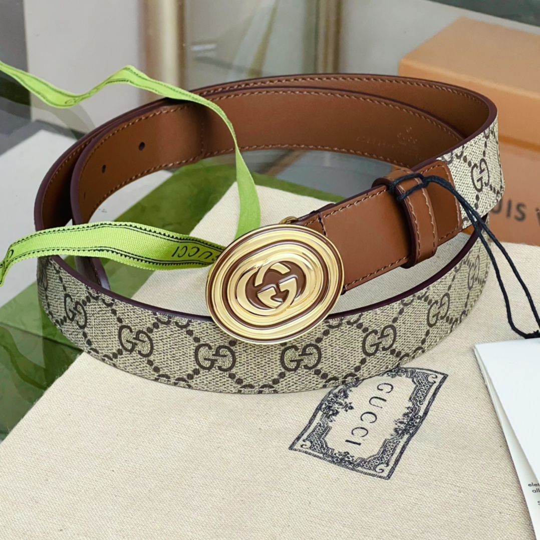 Gucci  Belt With Interlocking G Oval Buckle - EUR FASHION