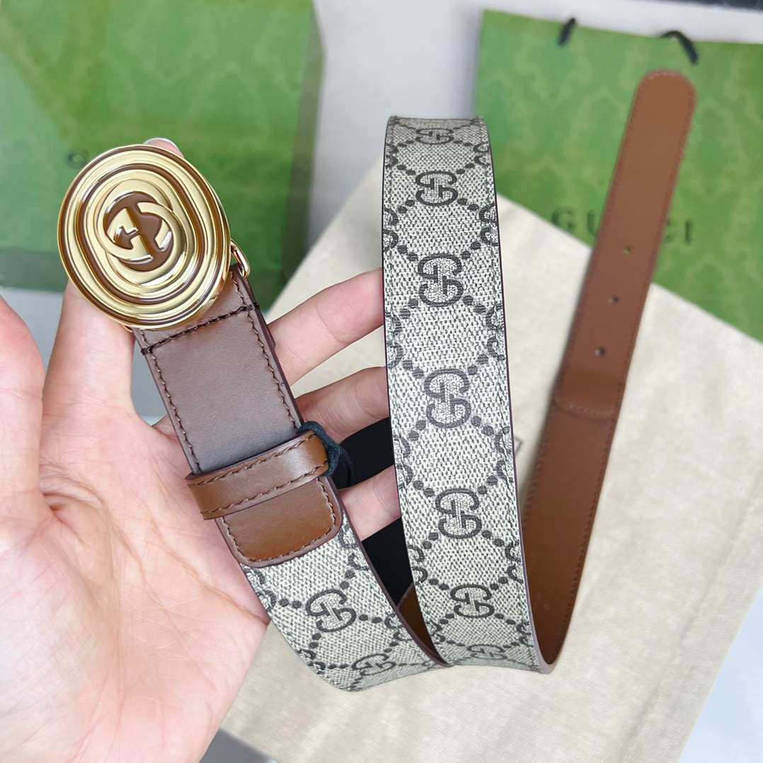 Gucci  Belt With Interlocking G Oval Buckle - EUR FASHION