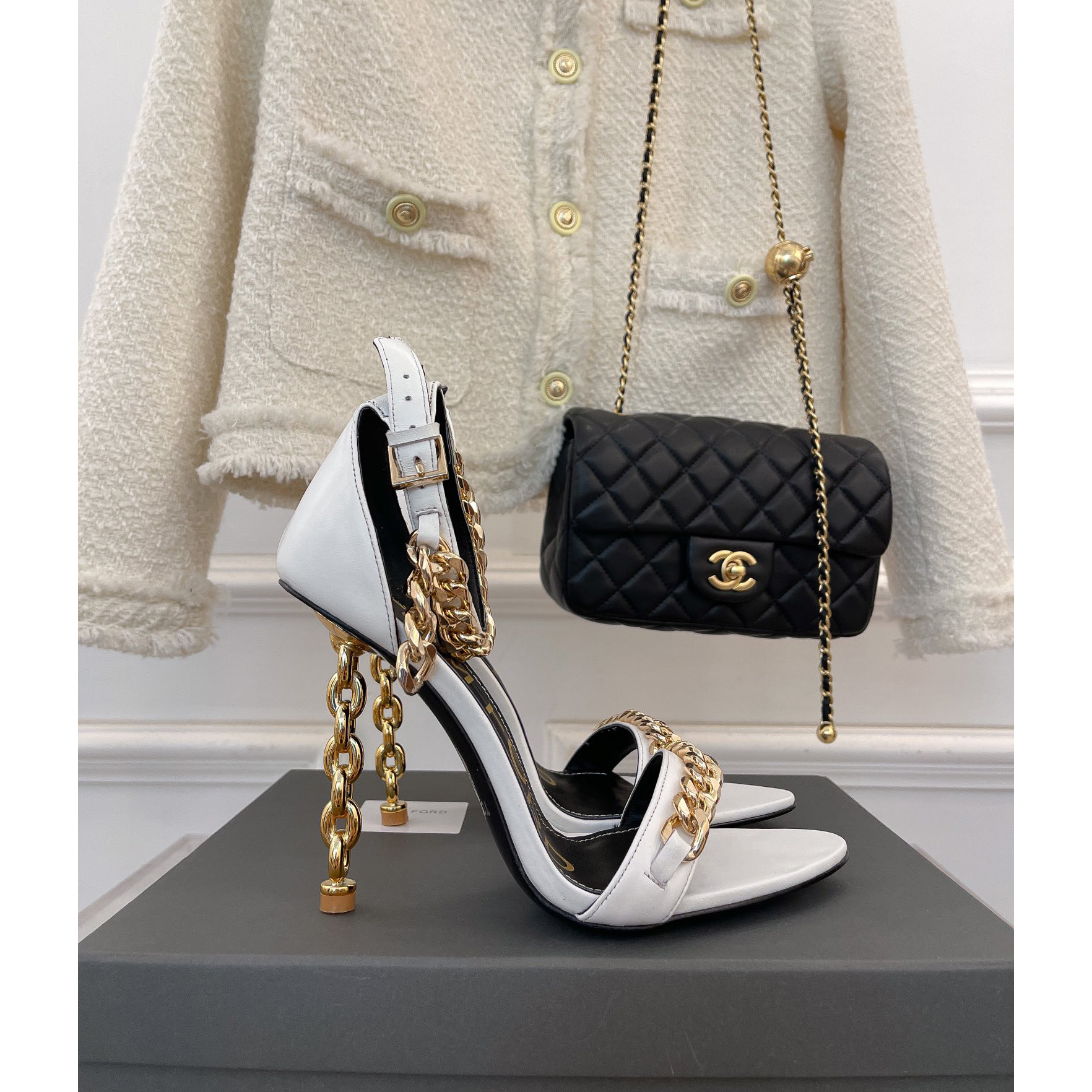 Tom Ford Chain-Trimmed Leather Sandals With Heel Height Of 10.5cm - EUR FASHION