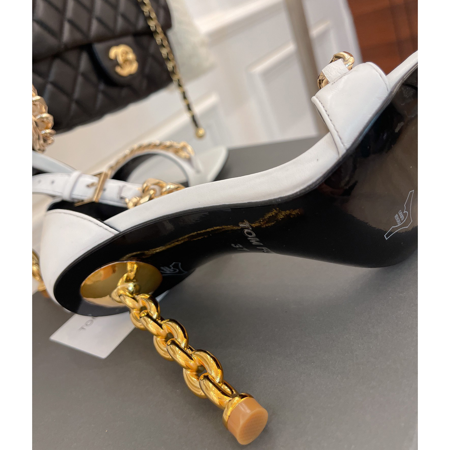 Tom Ford Chain-Trimmed Leather Sandals With Heel Height Of 10.5cm - EUR FASHION