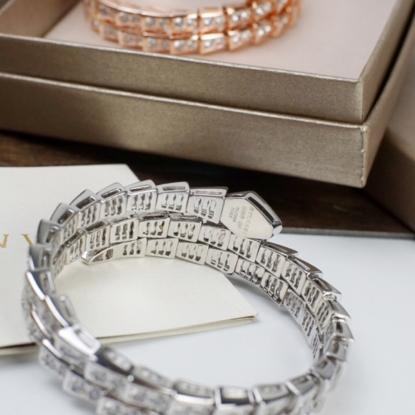 Bvlgari Serpenti Viper Two-Coil 18 Kt White Gold Bracelet - EUR FASHION