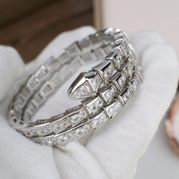 Bvlgari Serpenti Viper Two-Coil 18 Kt White Gold Bracelet - EUR FASHION