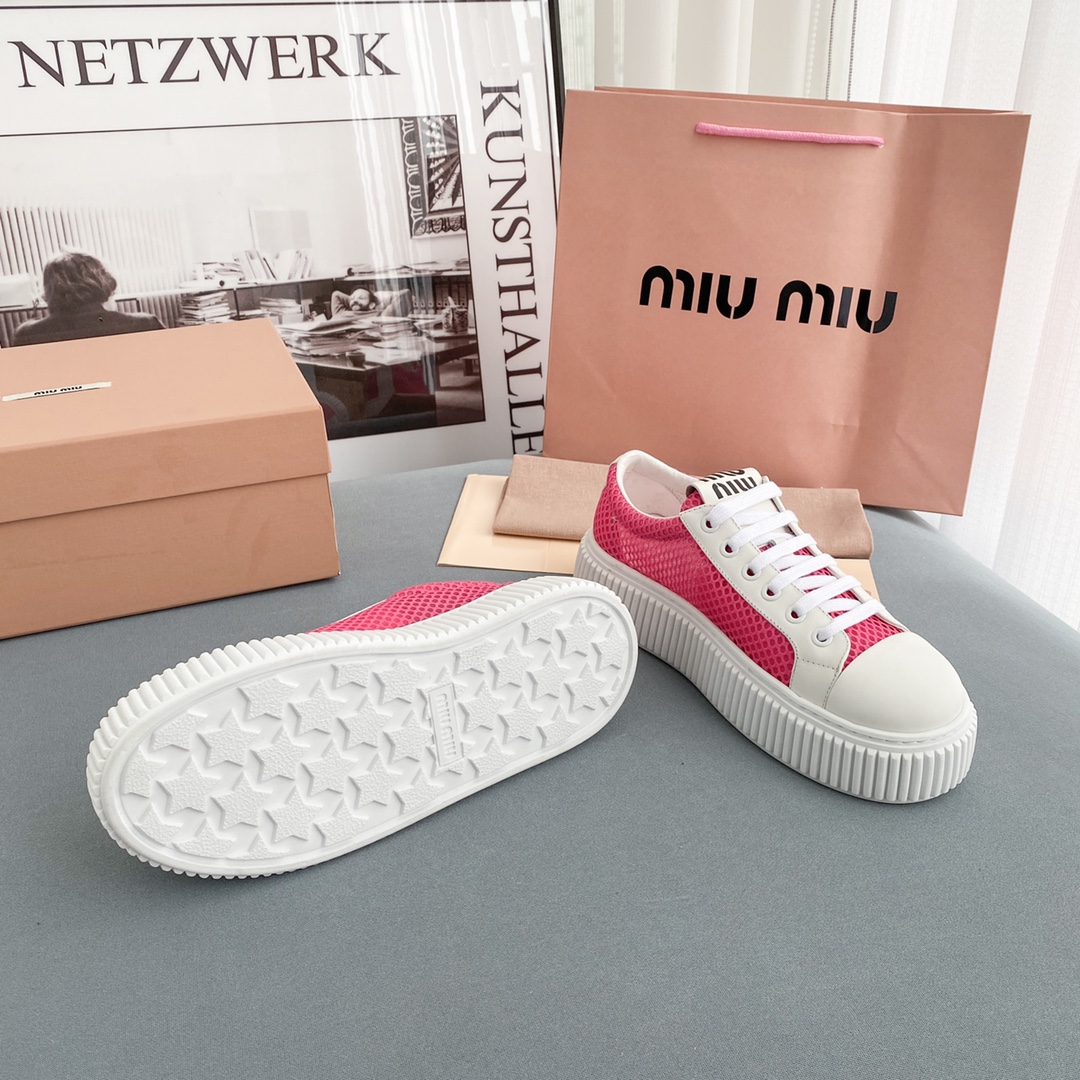 Miu Miu Mesh Flatform Sneakers - EUR FASHION