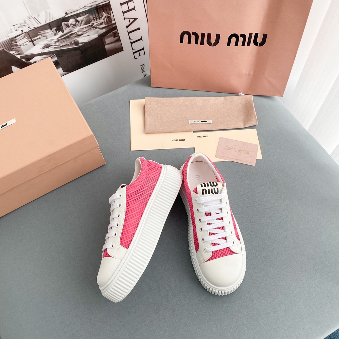 Miu Miu Mesh Flatform Sneakers - EUR FASHION