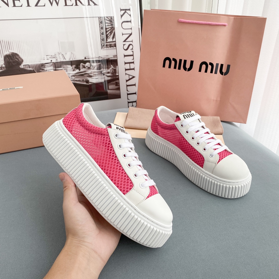 Miu Miu Mesh Flatform Sneakers - EUR FASHION