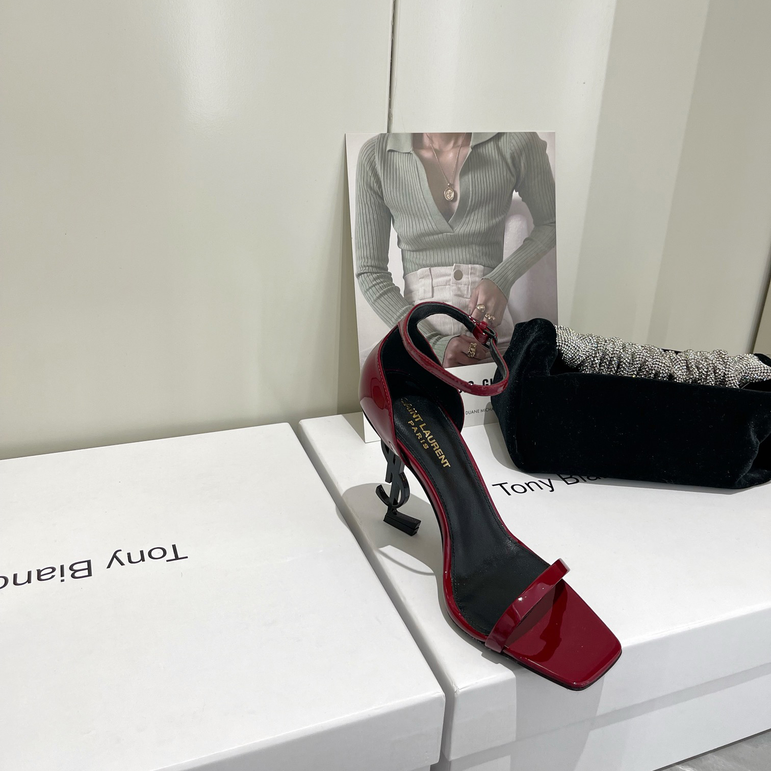 Saint Laurent Opyum Sandals In Patent Leather With Black-Tone Heel— Heel Higth 90mm - EUR FASHION