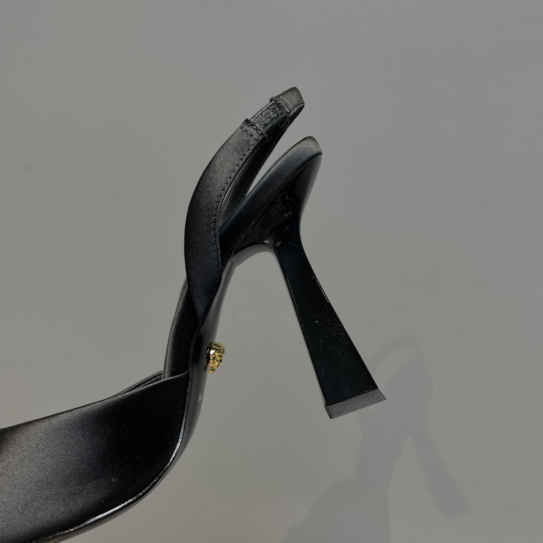 Versace Crystal La Medusa Satin Sling-Back Pumps - EUR FASHION