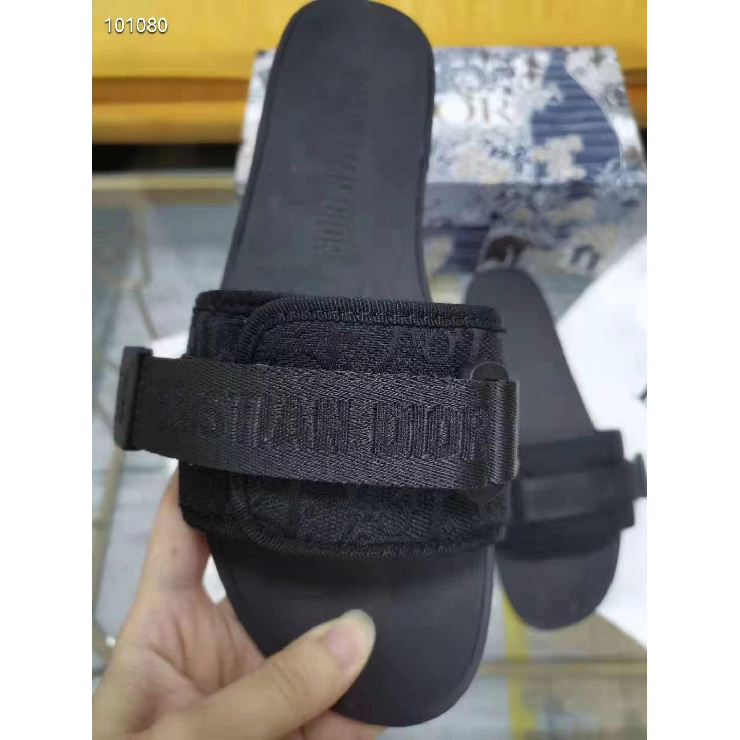 Dior Uber Black Dior Oblique Technical Fabric Slide - EUR FASHION