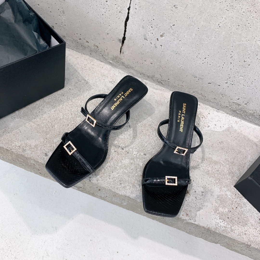 Saint Laurent Nuit Mules In Lacquered Ayers - EUR FASHION