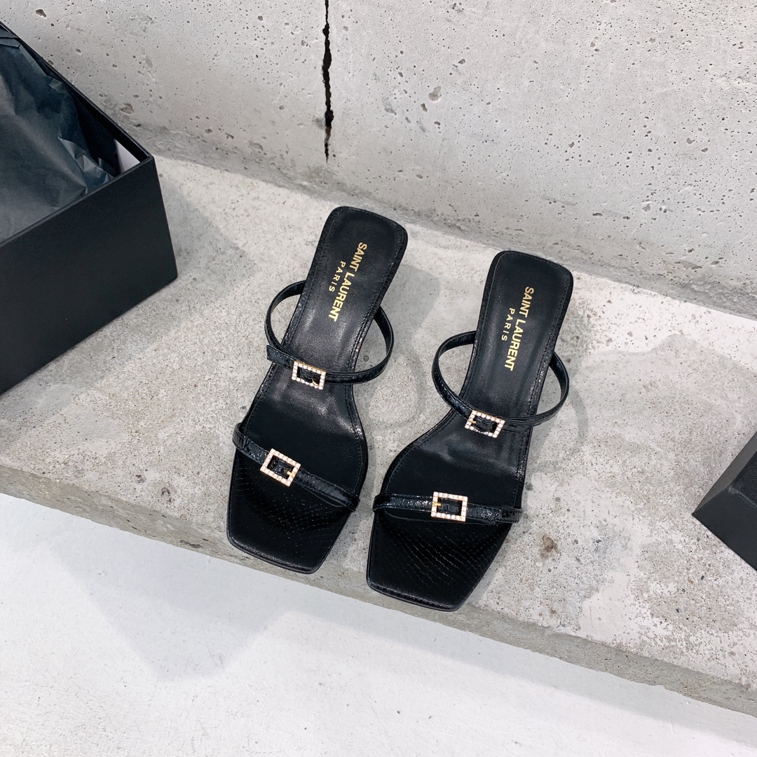 Saint Laurent Nuit Mules In Lacquered Ayers - EUR FASHION