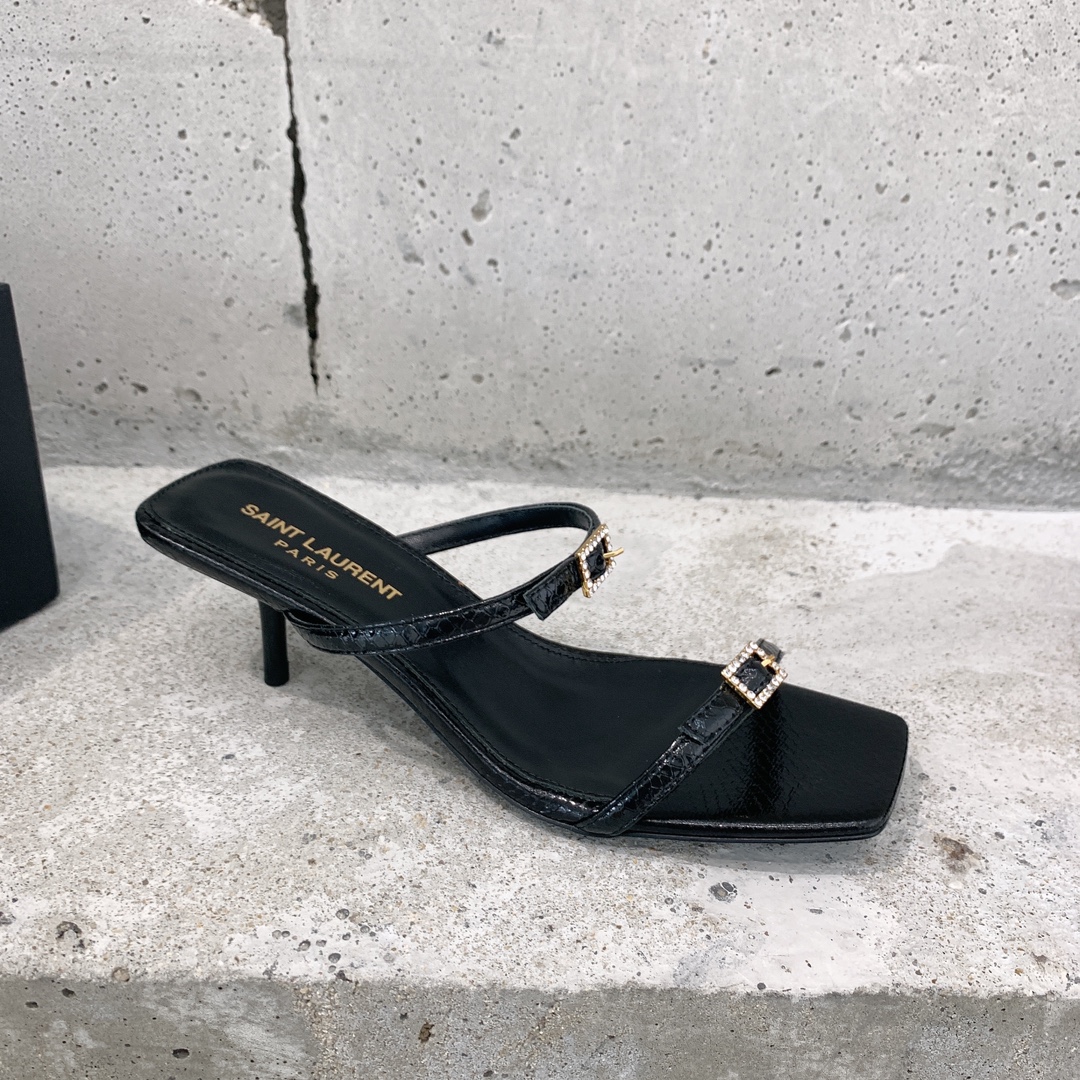 Saint Laurent Nuit Mules In Lacquered Ayers - EUR FASHION