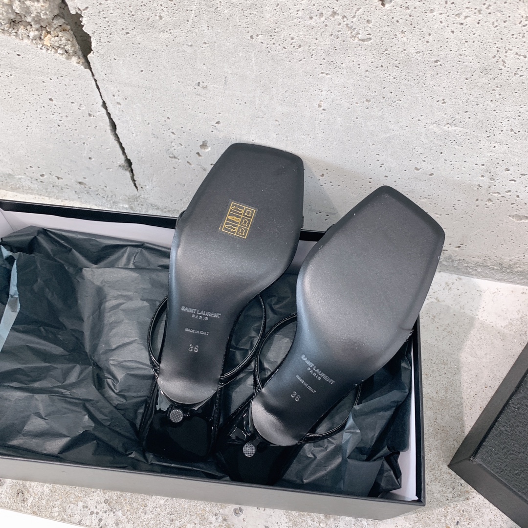 Saint Laurent Nuit Mules In Lacquered Ayers - EUR FASHION