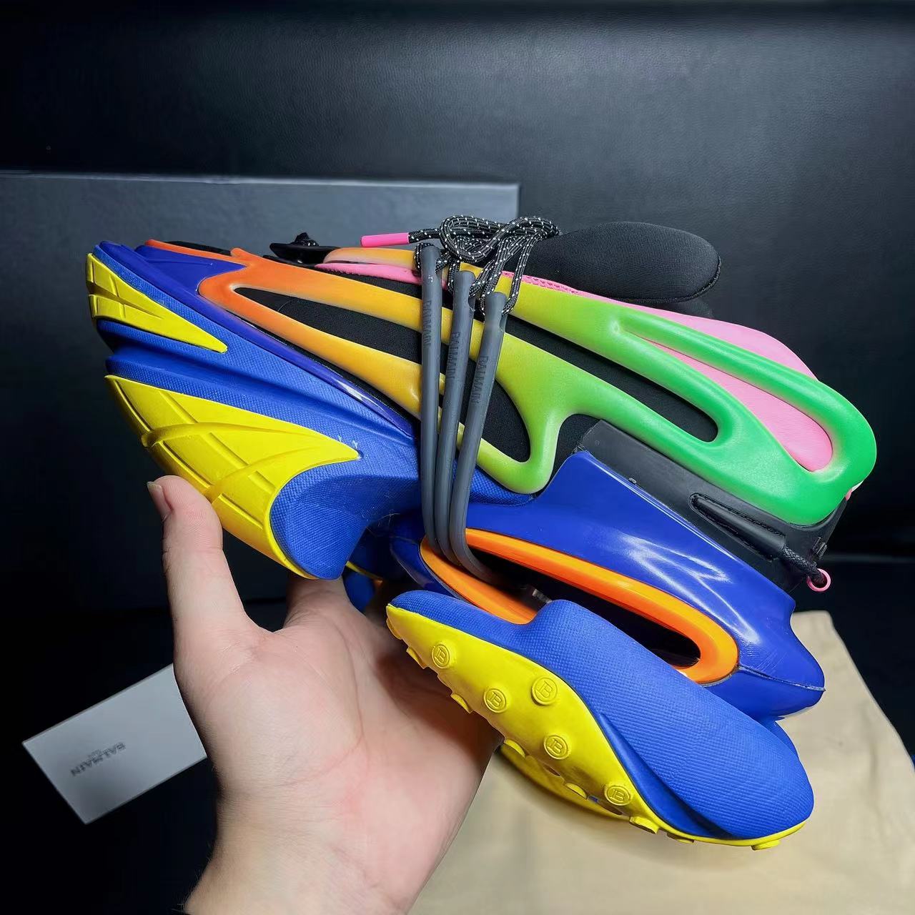 Balmain Multicolor Neoprene And Leather Unicorn Low-Top Sneakers - EUR FASHION