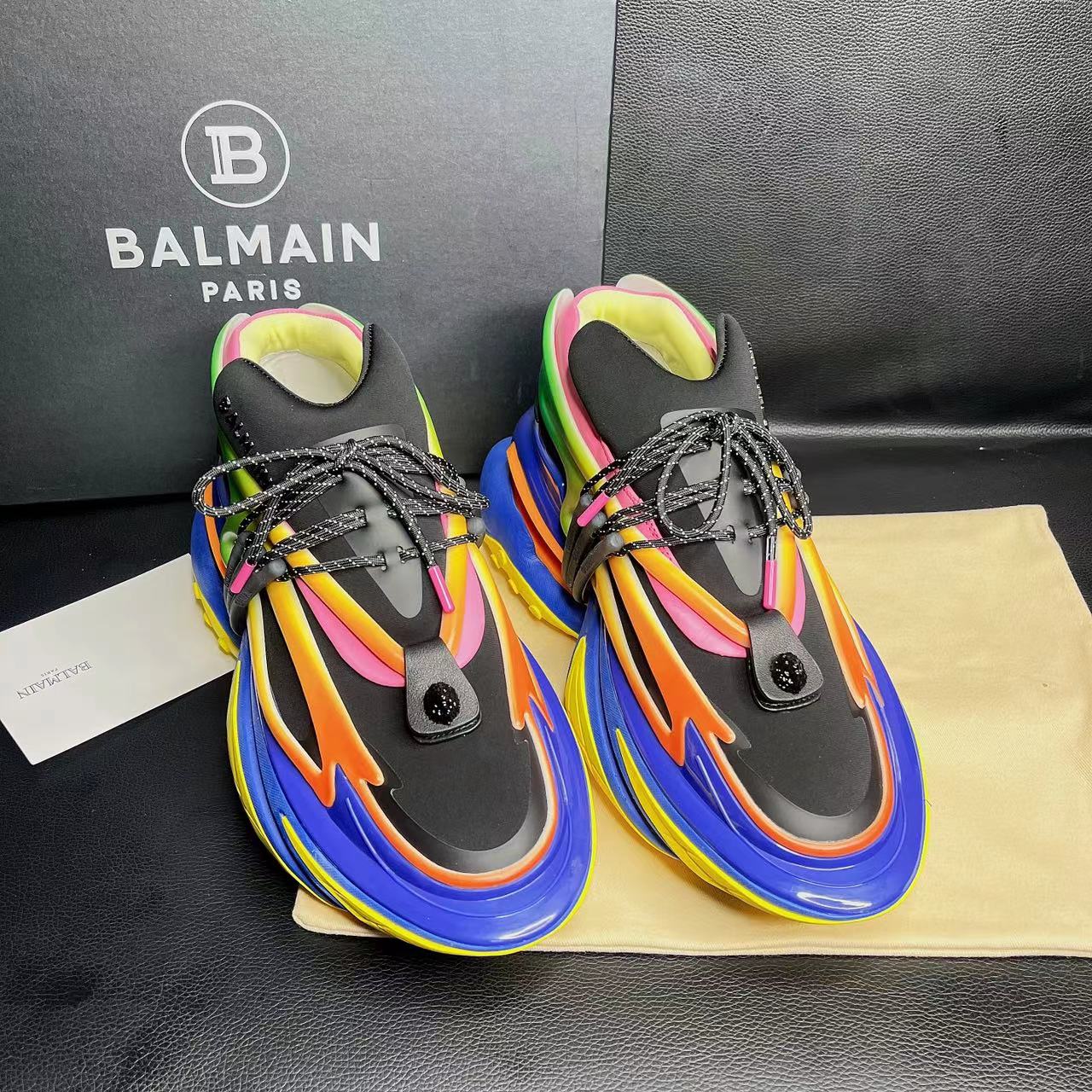Balmain Multicolor Neoprene And Leather Unicorn Low-Top Sneakers - EUR FASHION