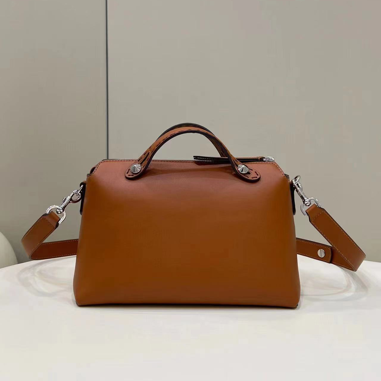 Fendi By The Way Medium Brown Leather Boston Bag(28-20-11CM) - EUR FASHION