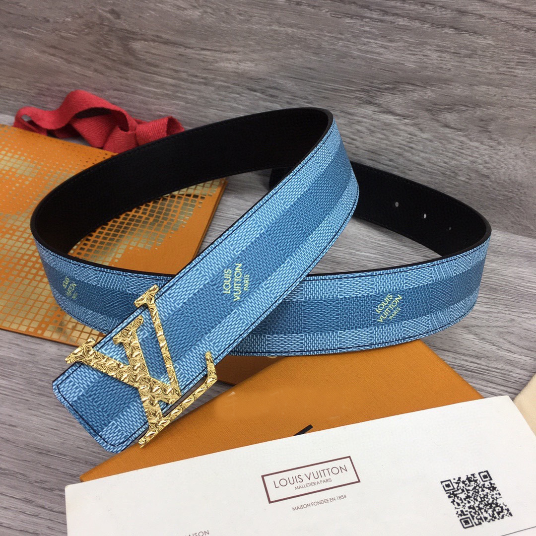 Louis Vuitton LV Initiales Damier Stripes 40mm Reversible Belt  - EUR FASHION