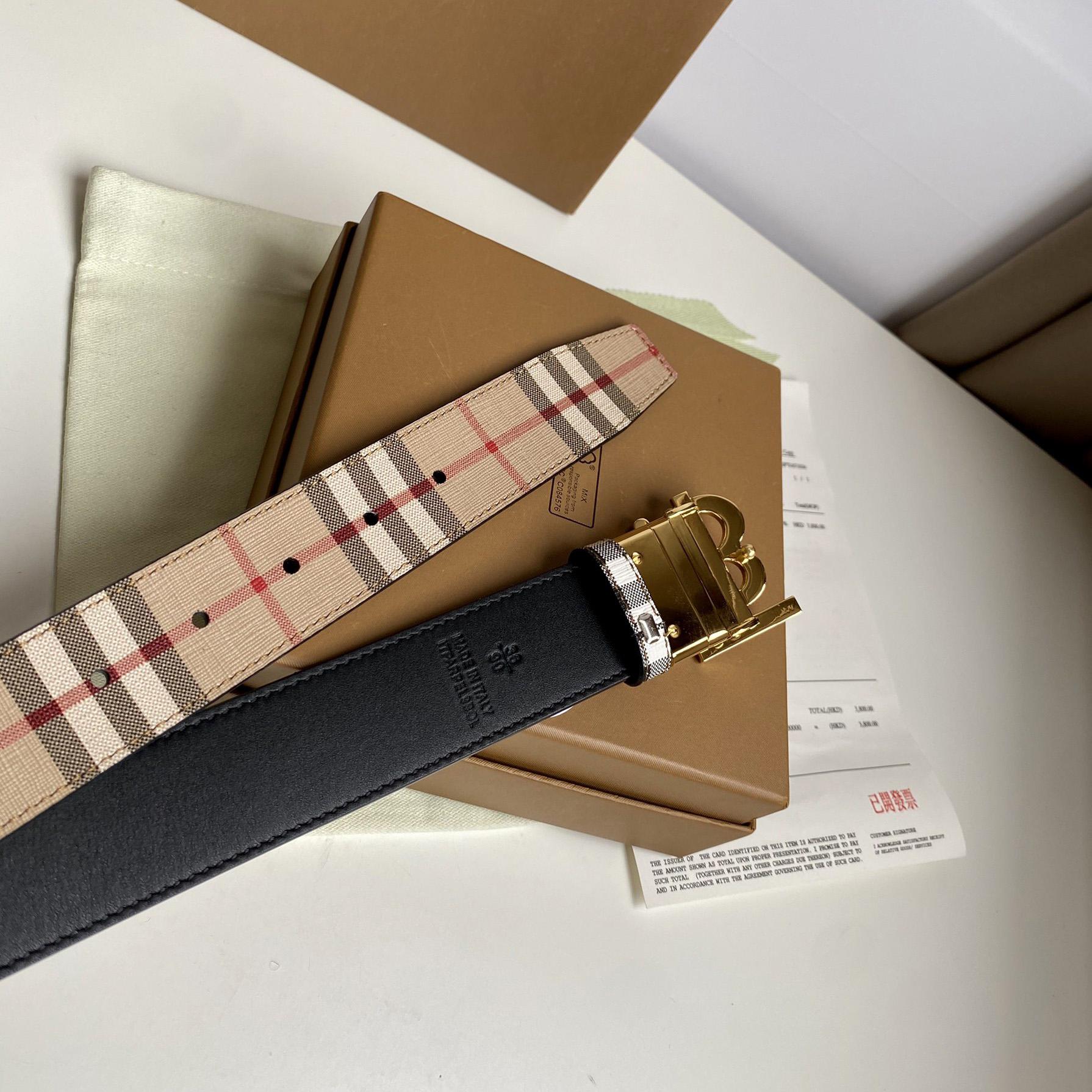 Burberry TB Monogram Vintage Check Bel—35mm - EUR FASHION
