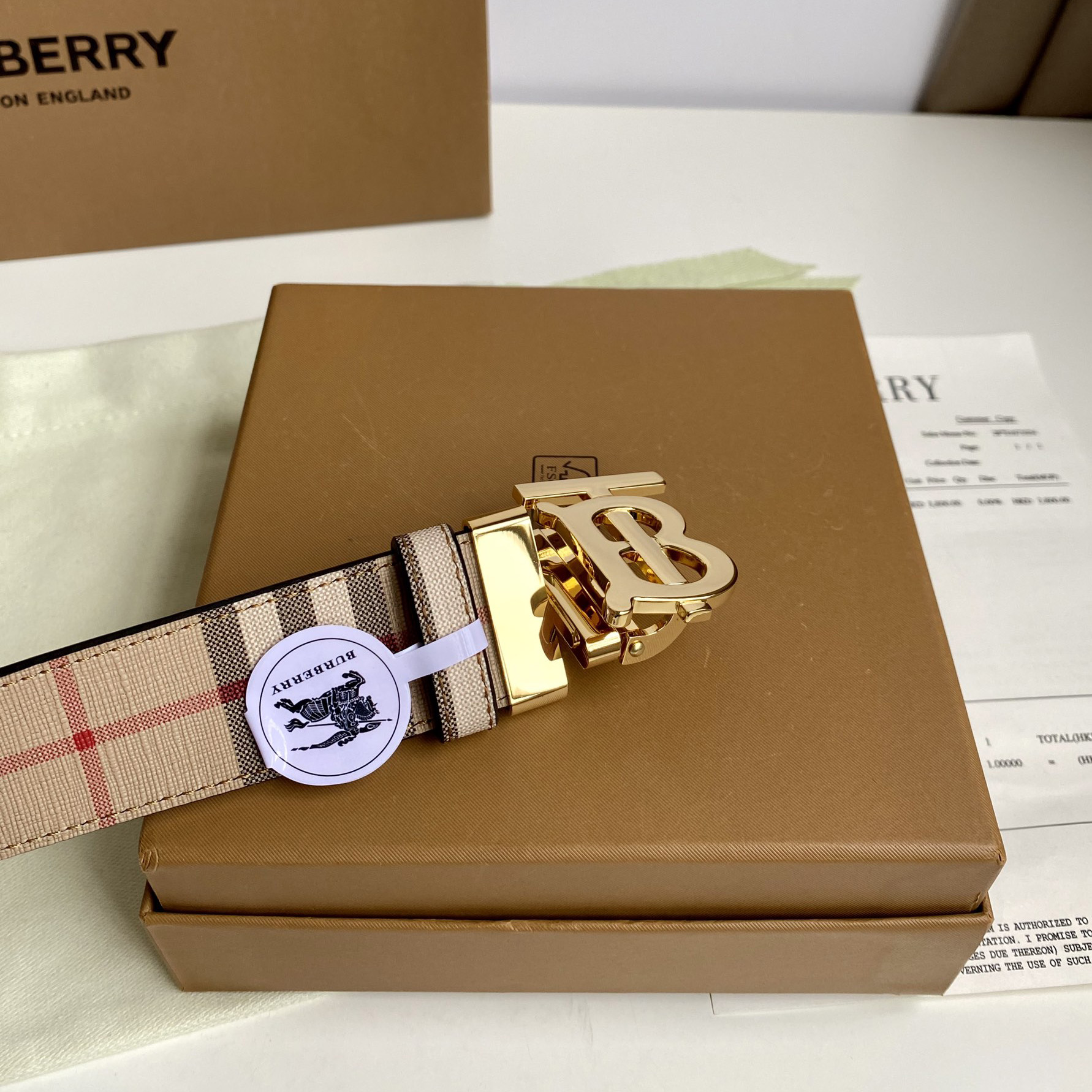 Burberry TB Monogram Vintage Check Bel—35mm - EUR FASHION