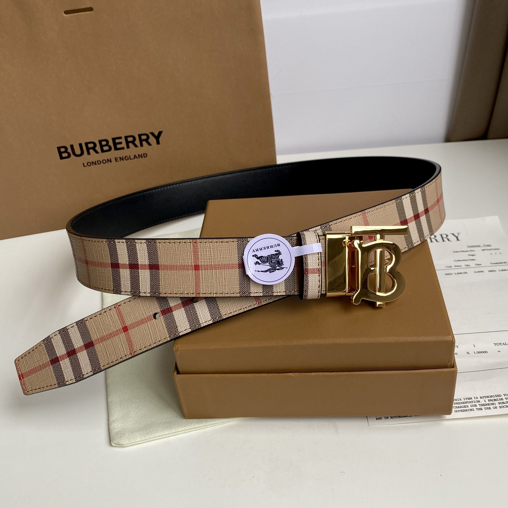 Burberry TB Monogram Vintage Check Bel—35mm - EUR FASHION