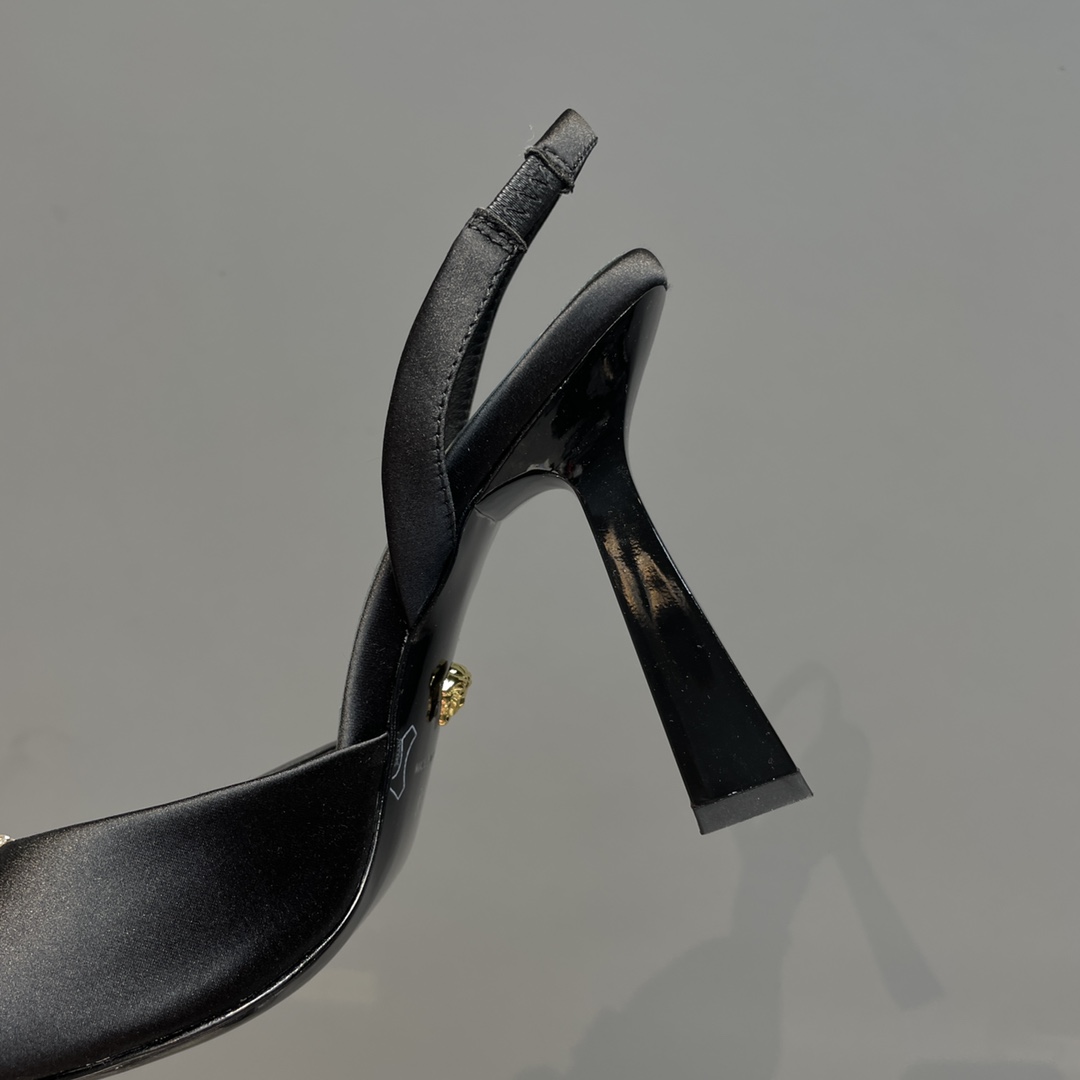 Versace Crystal La Medusa Satin Sling-Back Pumps - EUR FASHION
