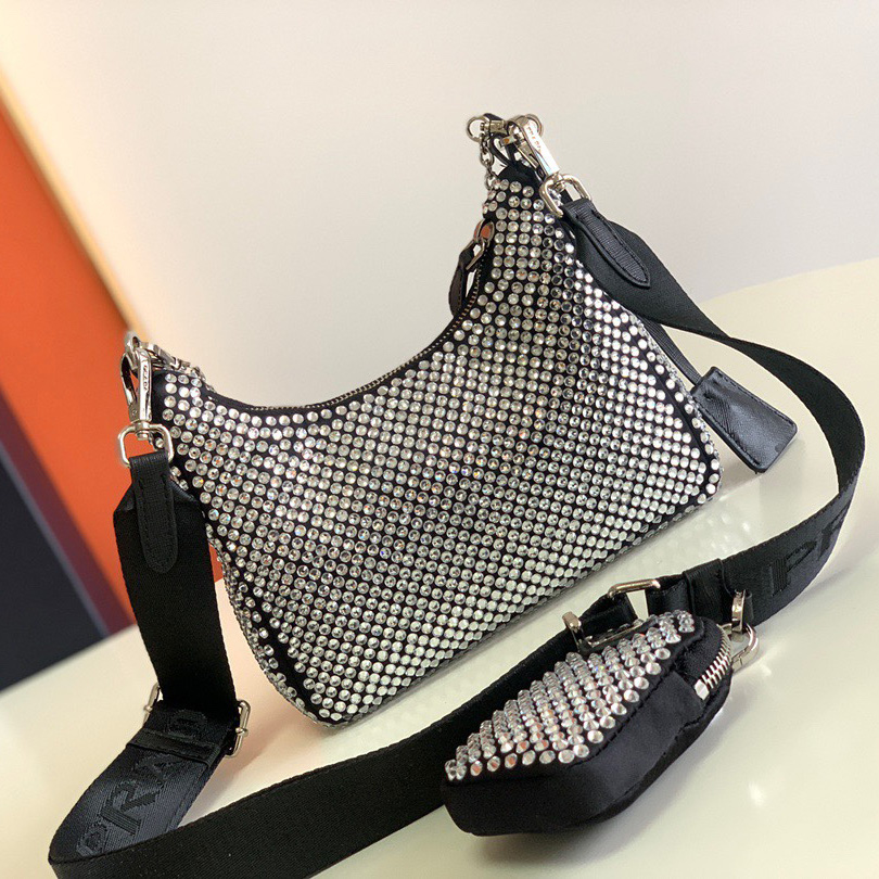 Prada Re-Edition 2005 Satin Bag With Crystals(22-16-6CM) - EUR FASHION