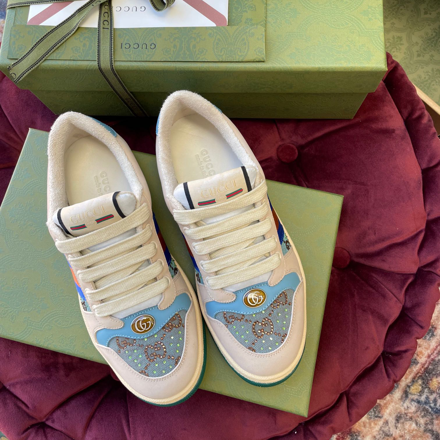 Gucci Women's Screener Sneaker With Crystals - EUR FASHION