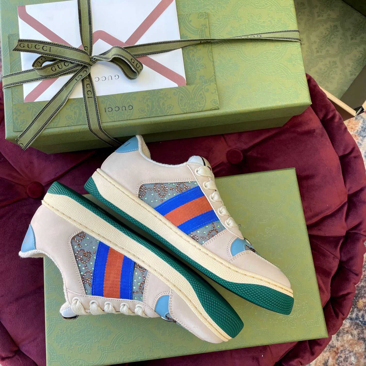 Gucci Women's Screener Sneaker With Crystals - EUR FASHION