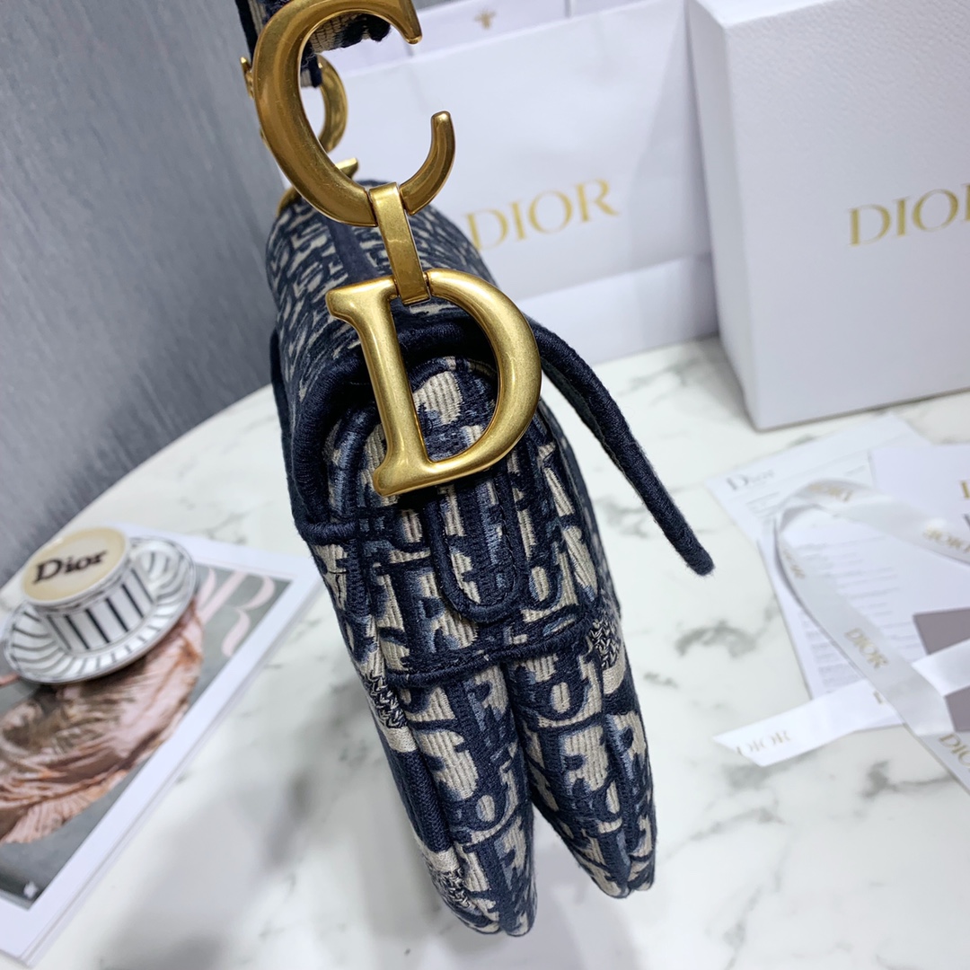 Dior Blue Dior Oblique Jacquard Saddle Bag(25.5-20.5-7cm) - EUR FASHION
