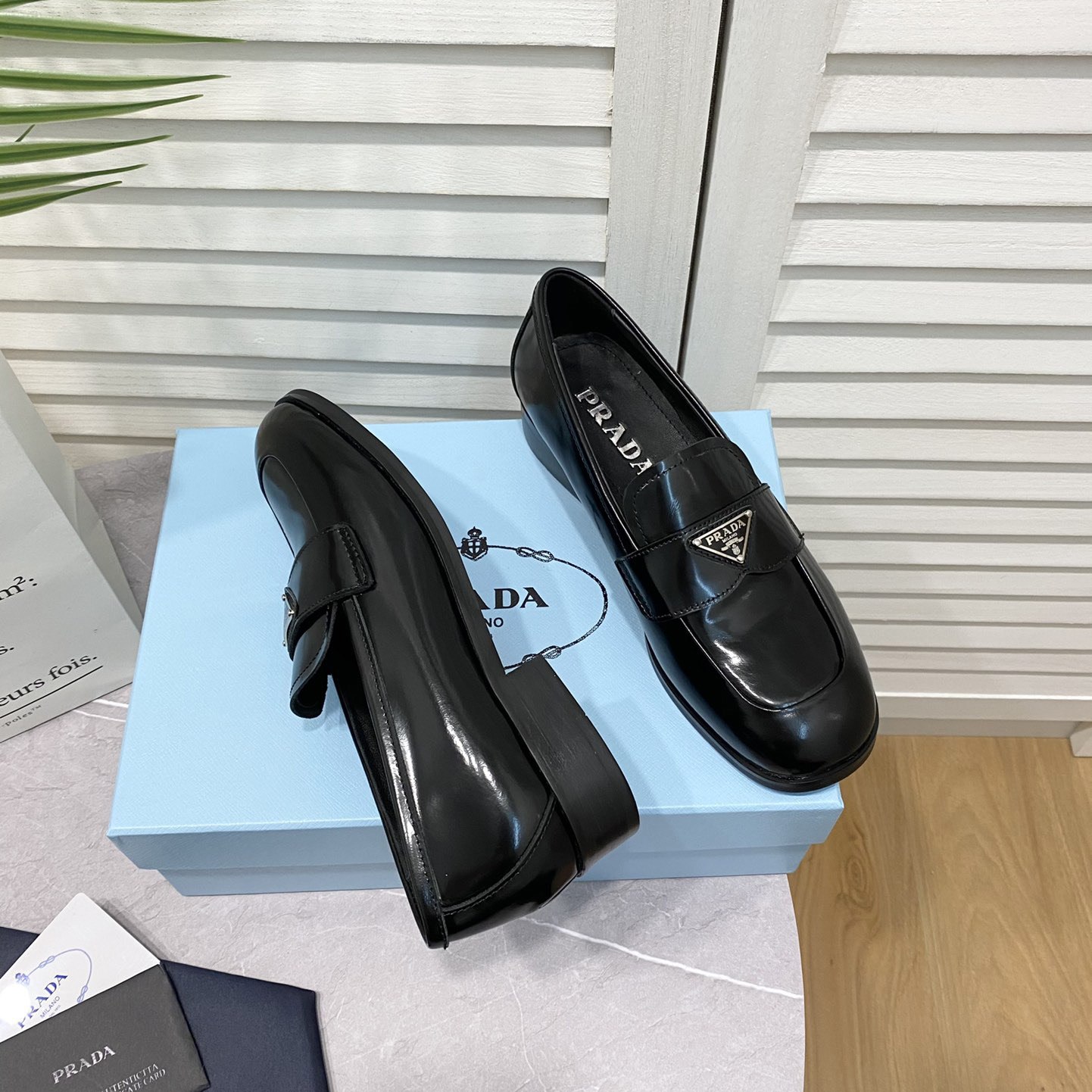 Prada Chocolate Brushed Leather Loafers - EUR FASHION