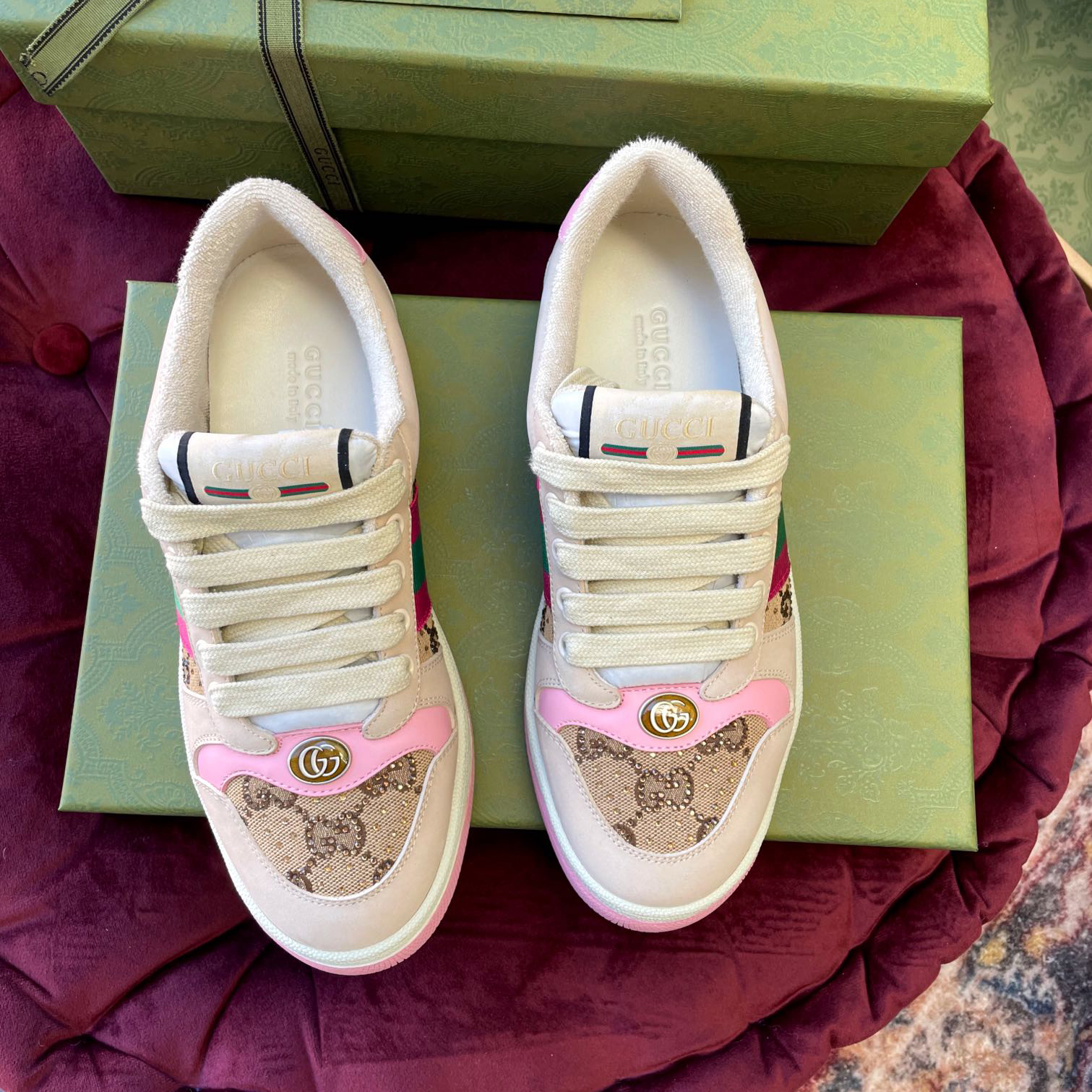 Gucci Women's Screener Sneaker With Crystals - EUR FASHION
