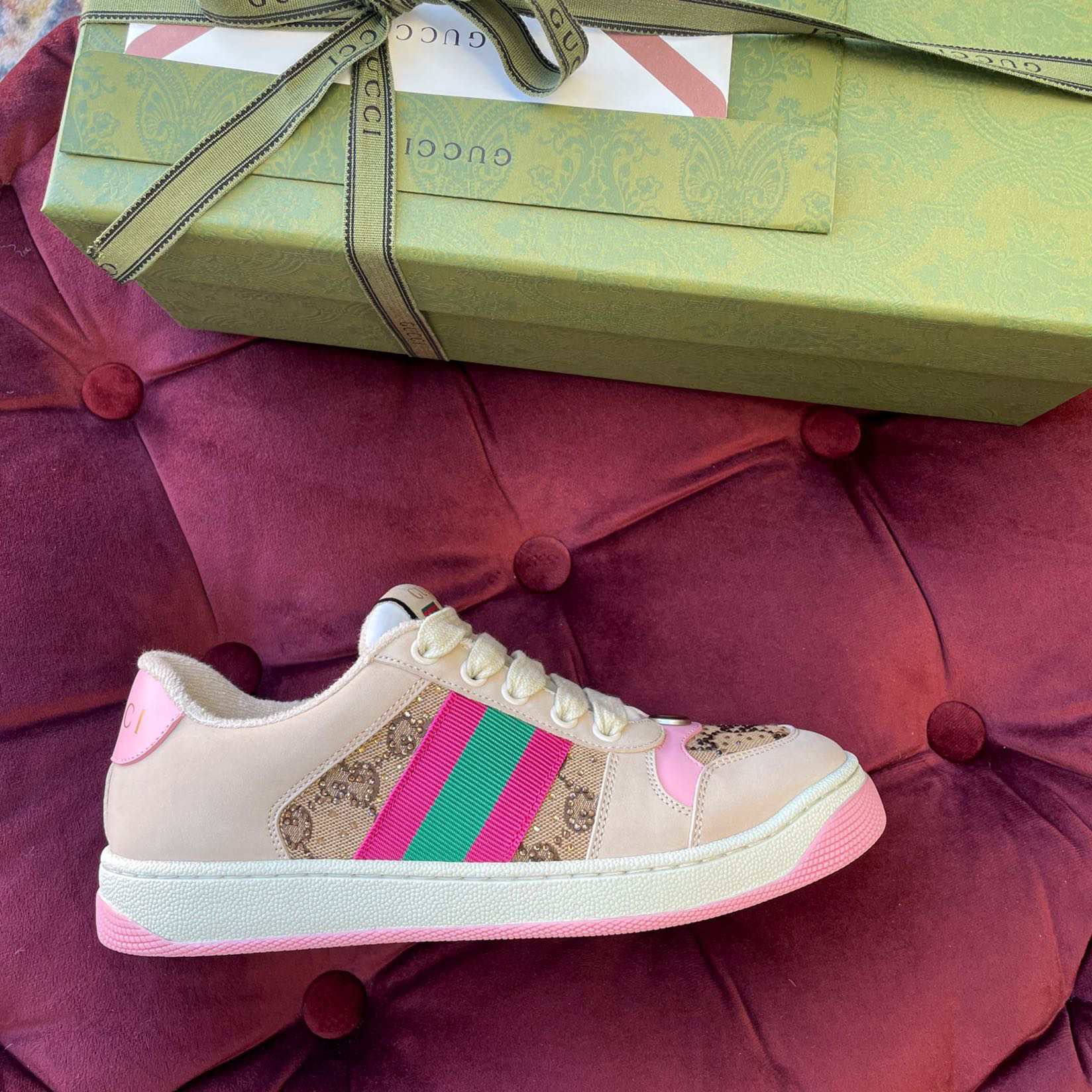 Gucci Women's Screener Sneaker With Crystals - EUR FASHION