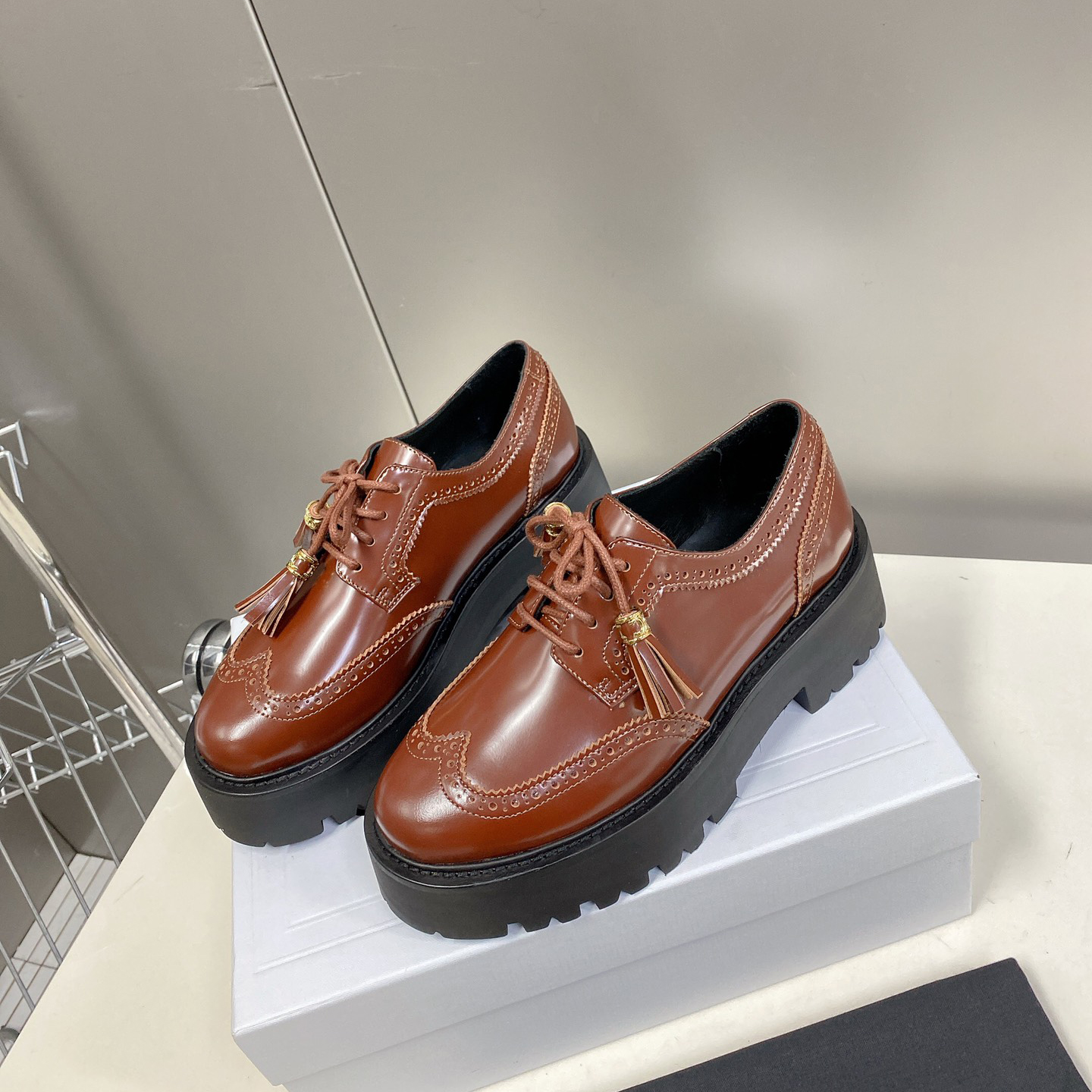 Celine Bulky Brogue Derby In Polished Bull - EUR FASHION