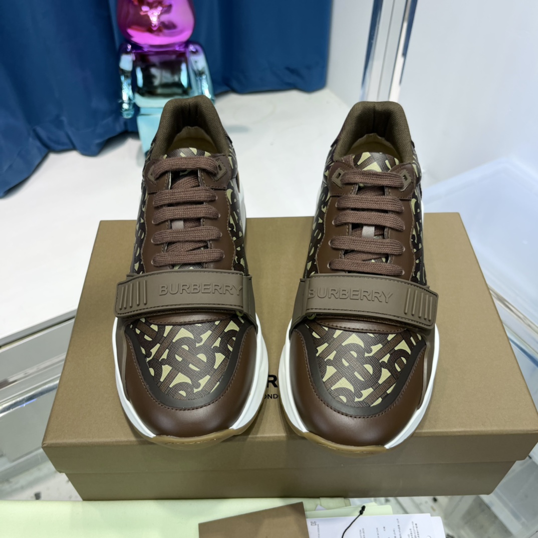 Burberry Monogram Nylon And Leather Sneakers - EUR FASHION
