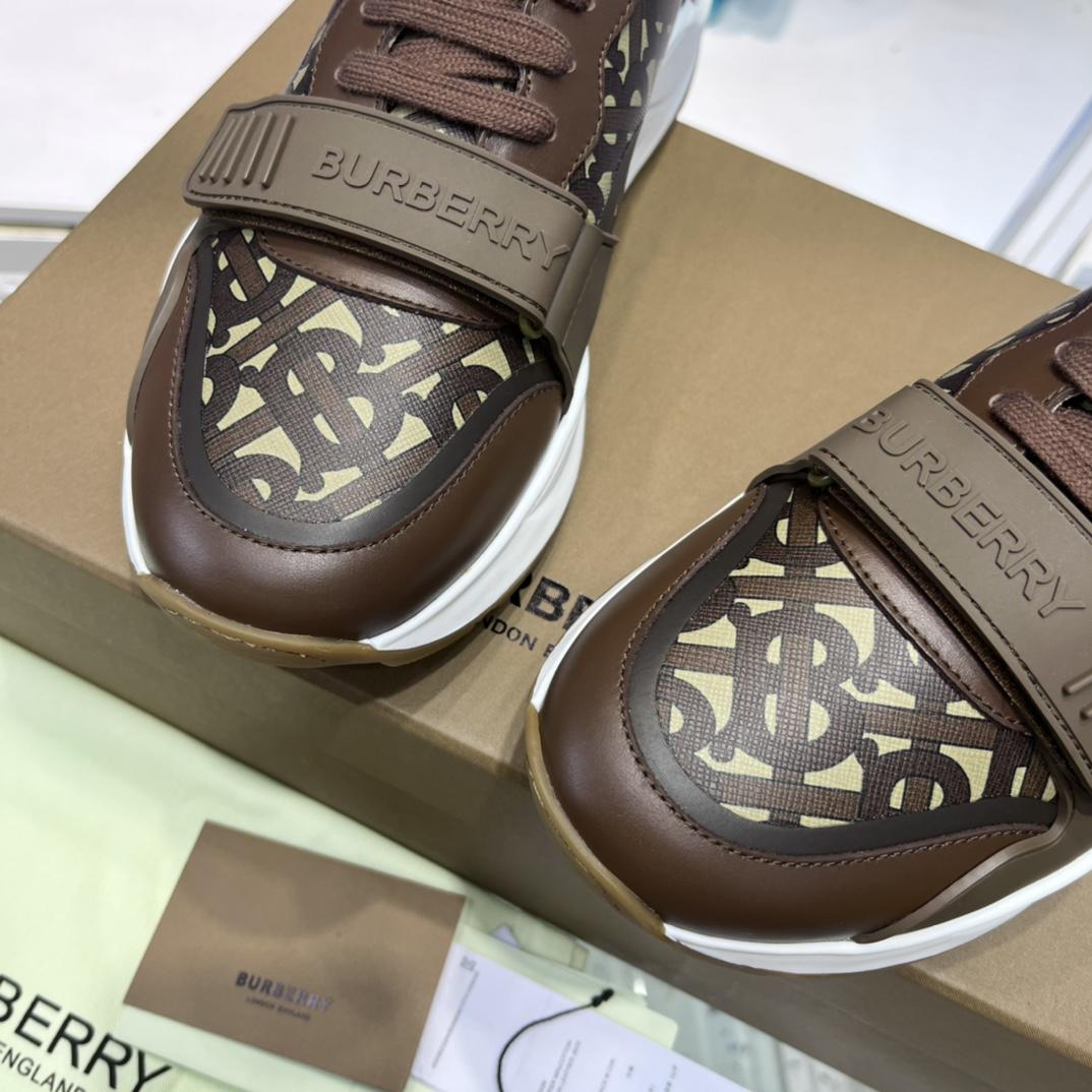 Burberry Monogram Nylon And Leather Sneakers - EUR FASHION