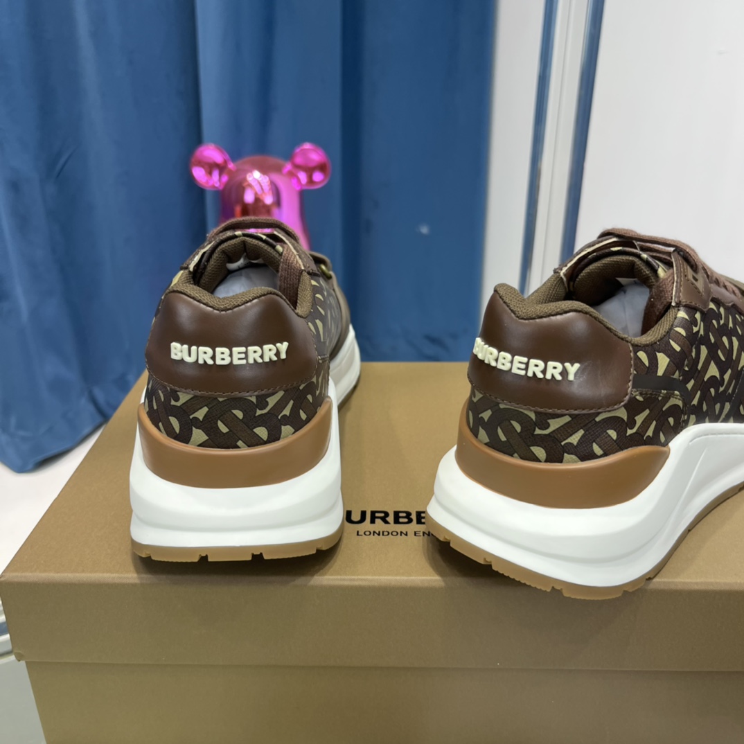 Burberry Monogram Nylon And Leather Sneakers - EUR FASHION