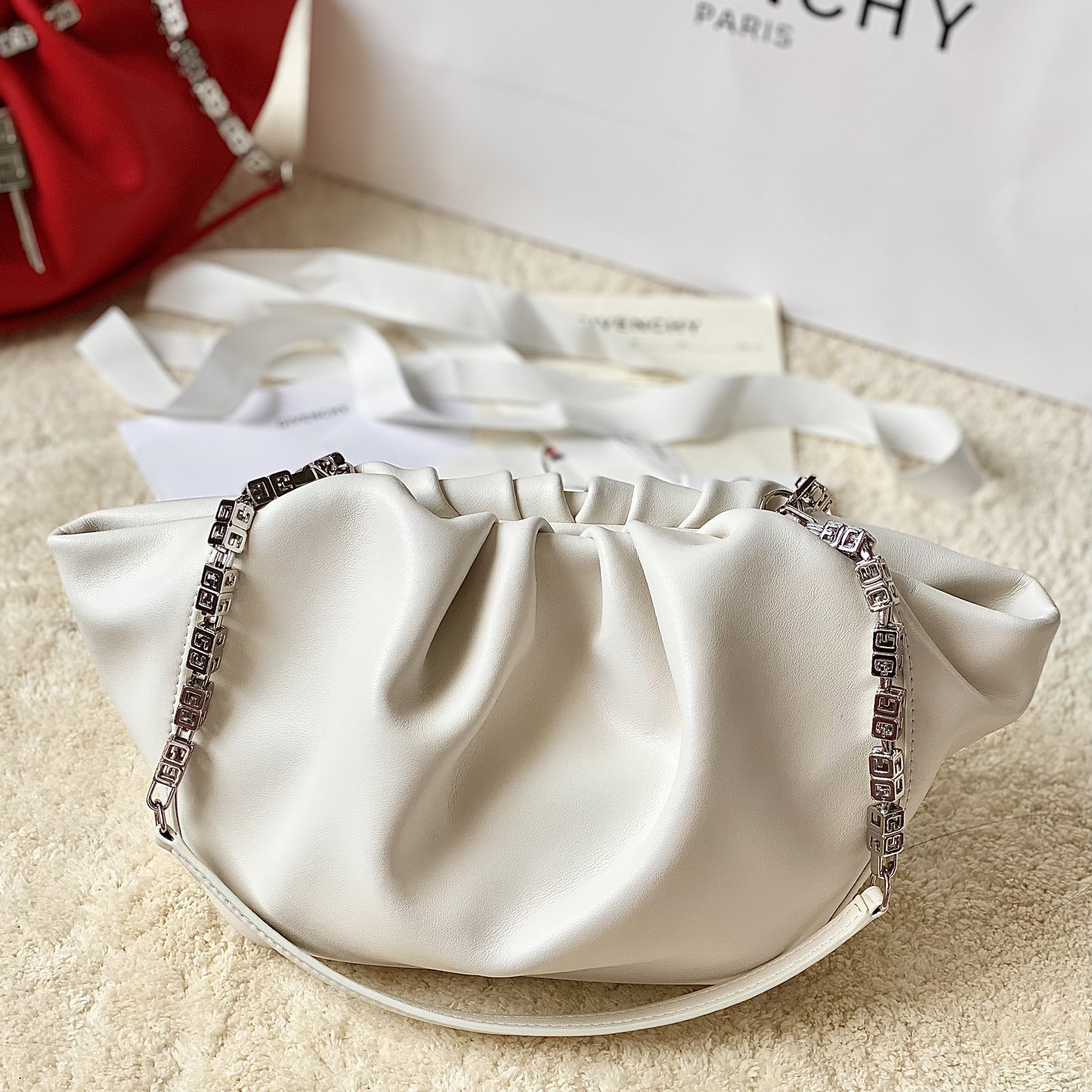 Givenchy Small Kenny Bag In Smooth Leather - Ivory(32-22-17cm) - EUR FASHION