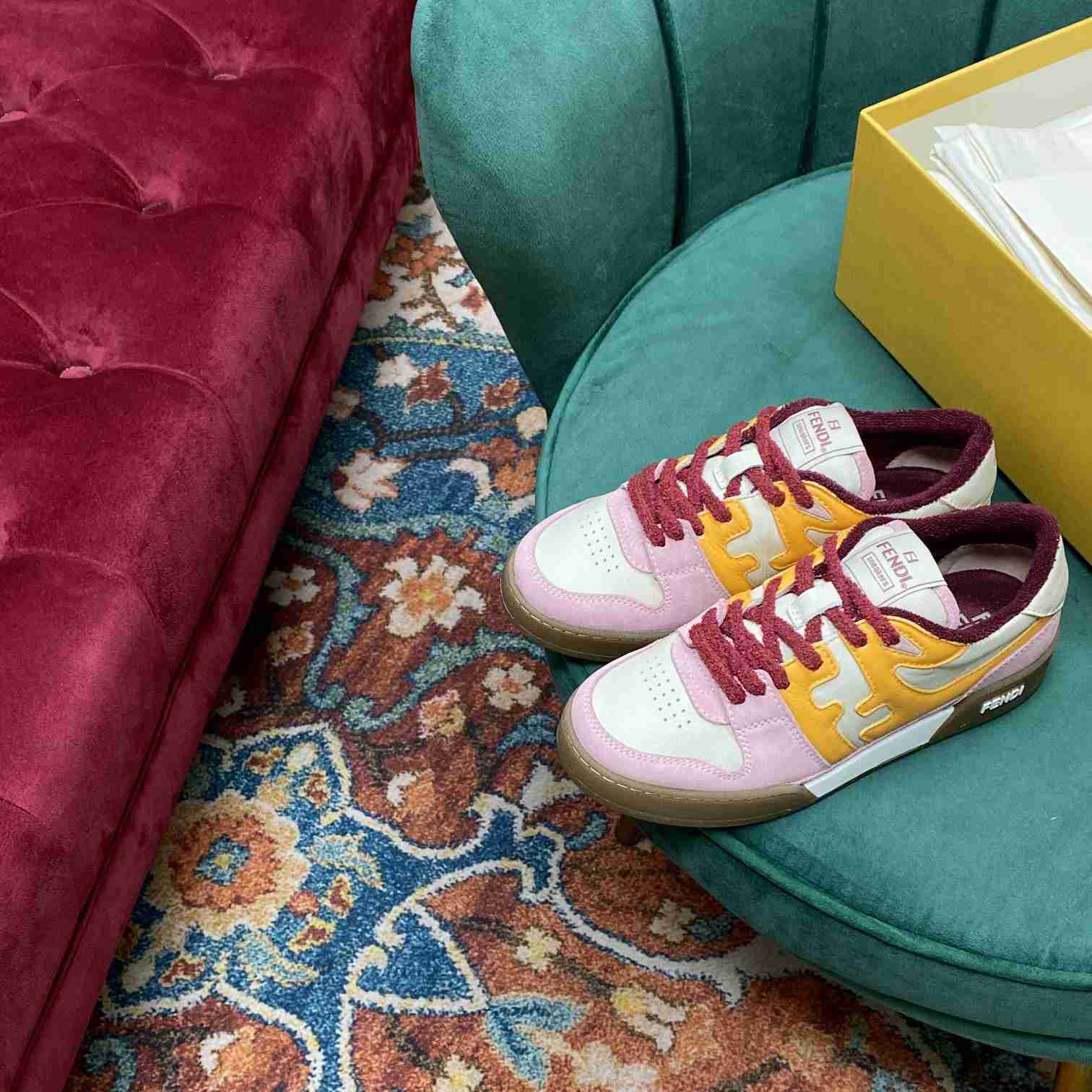 Fendi Match Pink Suede Low-Tops Sneakers  - EUR FASHION