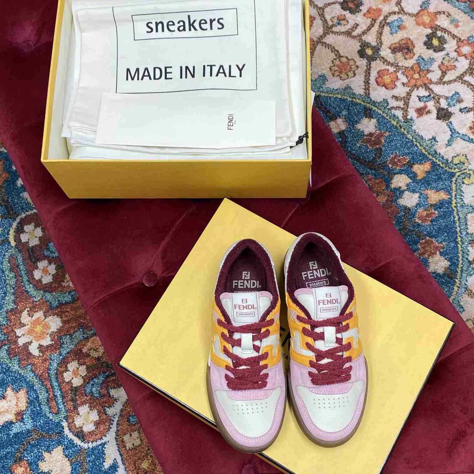Fendi Match Pink Suede Low-Tops Sneakers  - EUR FASHION